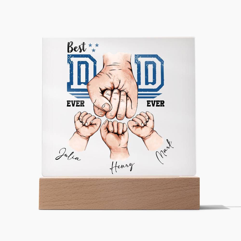 Best Dad Ever Acrylic Plaque with Wooden LED Base - Perfect Father's – view 10