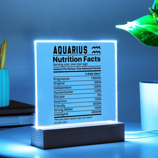 Aquarius nutrition facts Acrylic LED plaque for Aquarius friend – view 2