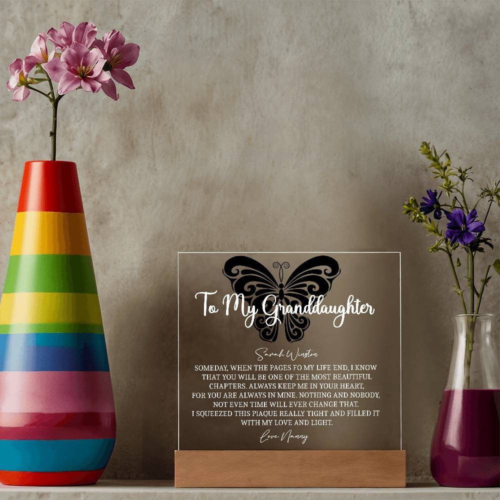 Granddaughter butterfly Square acrylic plaque gift from grandma – view 10