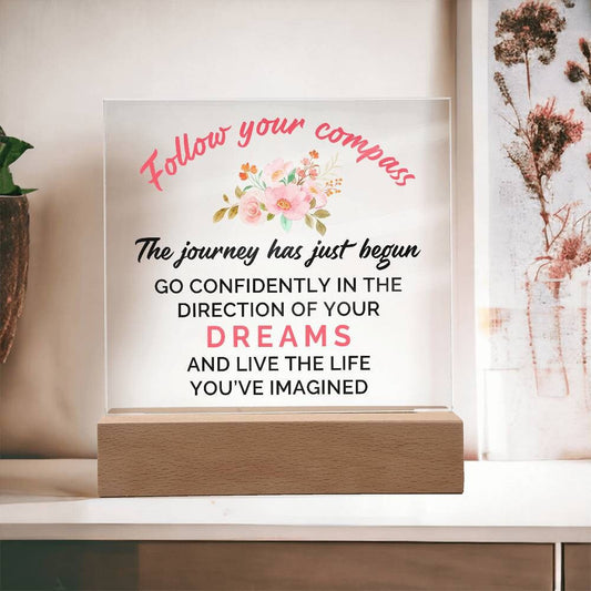 Follow Your Compass Graduation Plaque – Class of 2024 College Grad – view 2