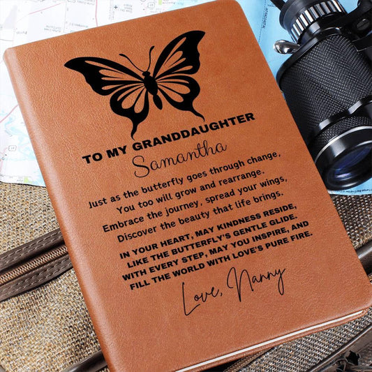 Personalized Granddaughter Butterfly leather Journal – view 2