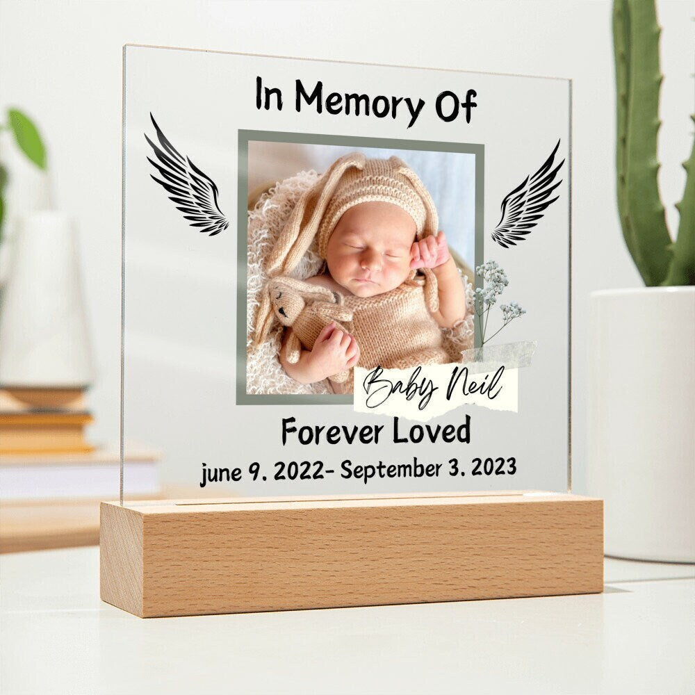 Personalized Photo Baby Memorial Plaque Infant Loss Keepsake | Miscarriage Gift | Angel Baby in Heaven Sympathy Gifts, Loss of child gifts