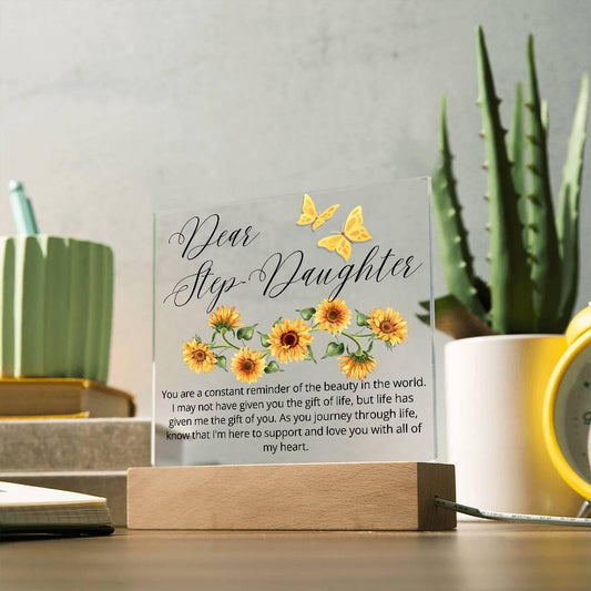 Dear Stepdaughter Personalized Sunflower LED Acrylic Plaque – view 2