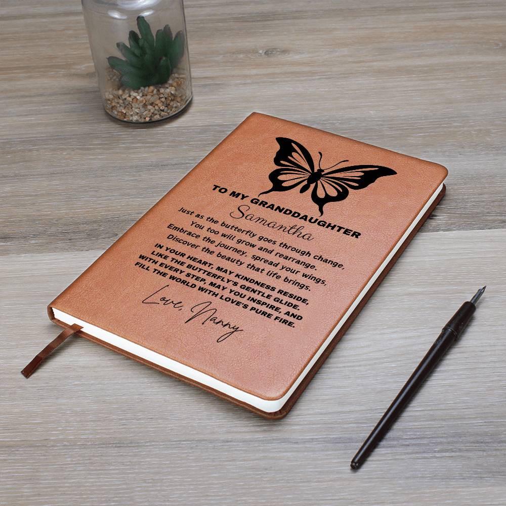Personalized Granddaughter Butterfly leather Journal – view 10