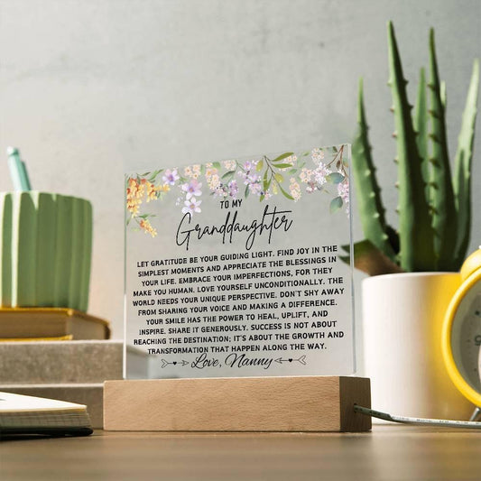 To My Granddaughter Personalized Floral Acrylic Plaque – view 2