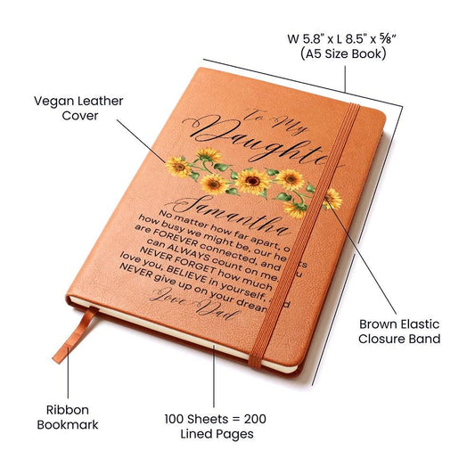 Personalized To My Daughter Sunflower Keepsake Leather Journal – view 2
