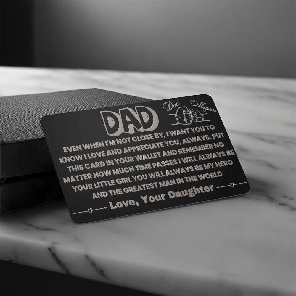 Personalized Engraved Dad Wallet Card, Gift from Son or Daughter, Christmas gift for Dad, Father's Day Gifts, Gift for Father, Dad Birthday