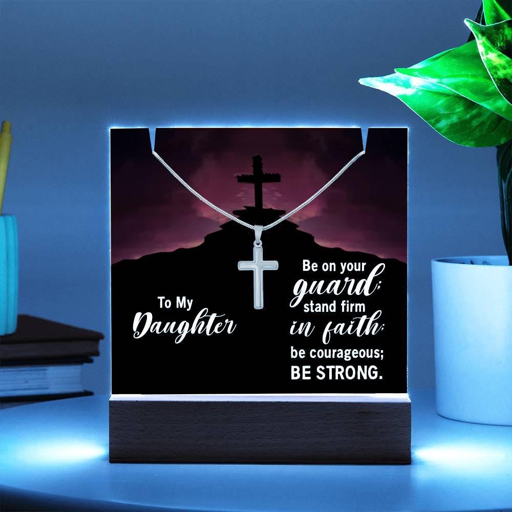To my daughter Keepsake LED Acrylic Bundle with Cross Necklace – view 10