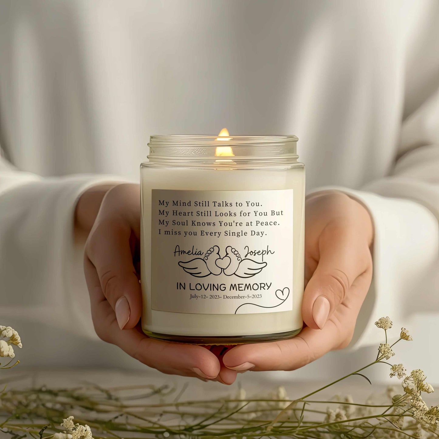 Personalized Miscarriage Memorial Candle, Pregnancy Loss Gift, Loss of Child, Stillbirth, Baby Memorial, In Loving Memory, Infant Loss gifts