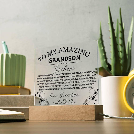 Grandson Personalized LED Acrylic Plaque – Christmas gift – view 2