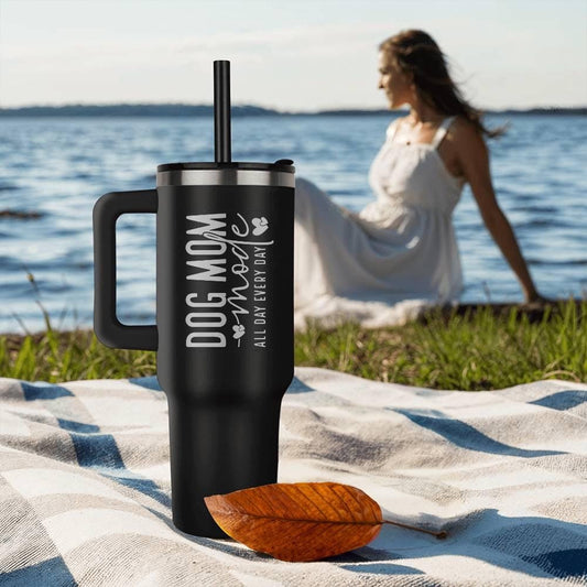 Dog Mom Insulated 40oz Leaser Engraved Tumbler – Gifts For Dog Mom – view 2