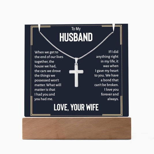 To my husband LED Acrylic Bundle with Cross Necklace – view 2