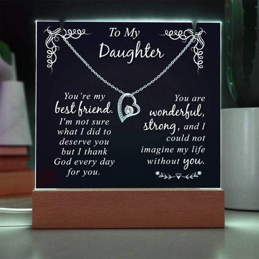 Daughter Keepsake Bundle LED Acrylic Plaque With Forever Love Necklace – view 2
