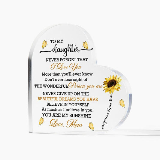 Personalized Daughter Sunflower Heart Acrylic Plaque – Graduation gift – view 2