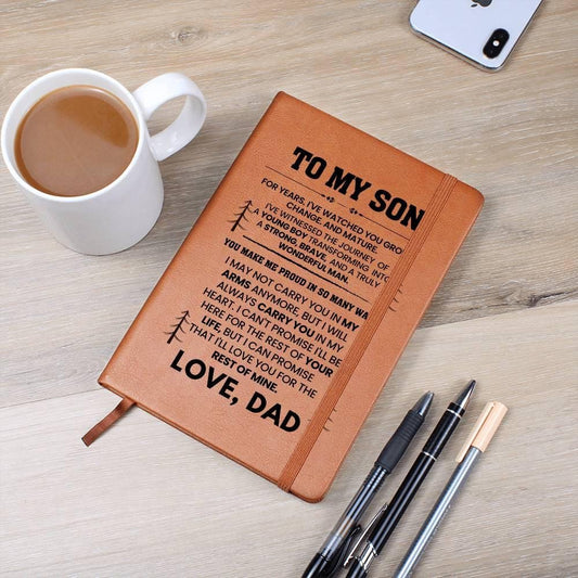Personalized Son Leather Journal – Son Birthday Gift from Mom – view 2