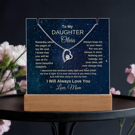 To My Daughter Personalized Acrylic Keepsake with Necklace – view 2