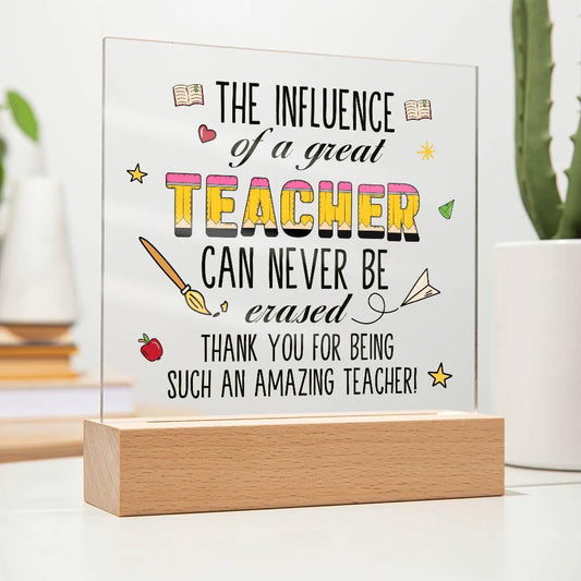 The Influence of a teacher Personalized LED Acrylic Plaque – view 2