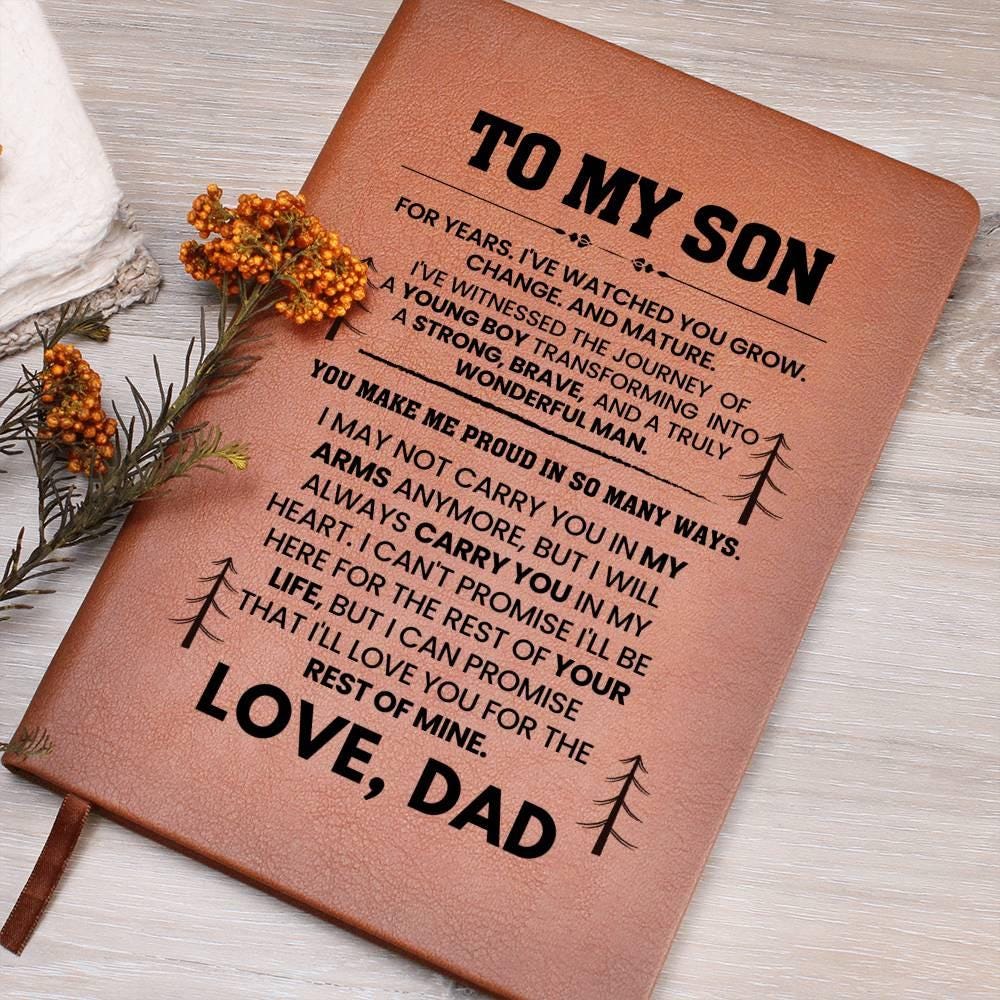 Personalized Son Leather Journal, Son Birthday Gift from Mom, Son Graduation Gifts, Wedding Gift for Son, To My Son Christmas Gift from Dad