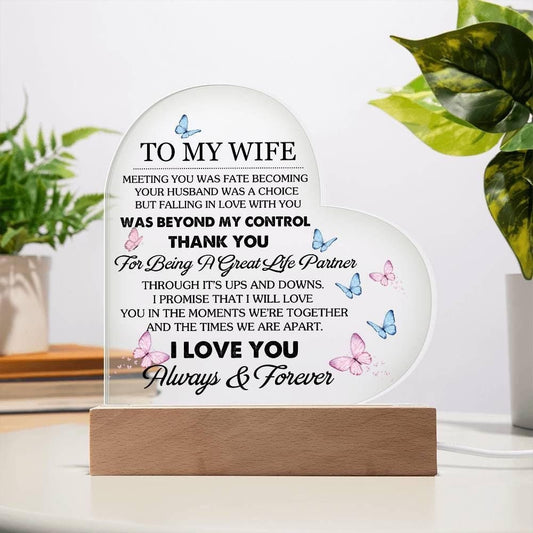 Personalized Wife Heart Acrylic Plaque – Birthday gift for wife – view 2