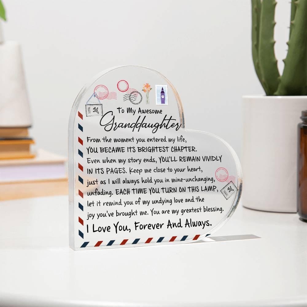 Granddaughter Personalized Heart Acrylic Plaque – Christmas Gift – view 10
