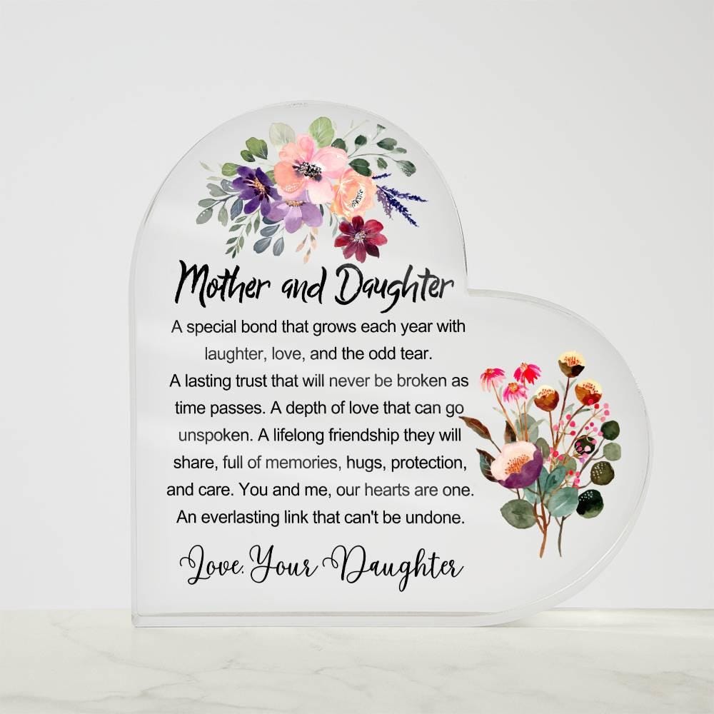 Mother Daughter Floral Heart Acrylic Plaque – Gift for Mom – view 10