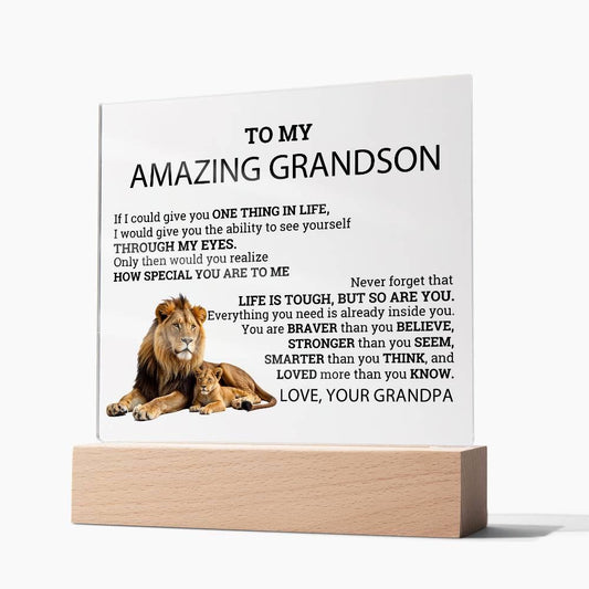 To My Grandson Personalized LED Acrylic Plaque – view 2