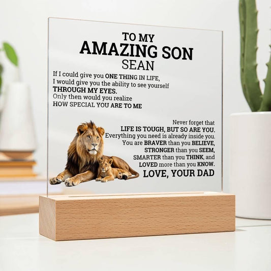 To My Amazing Son Personalized Acrylic plaque – Son gift from Dad – view 2