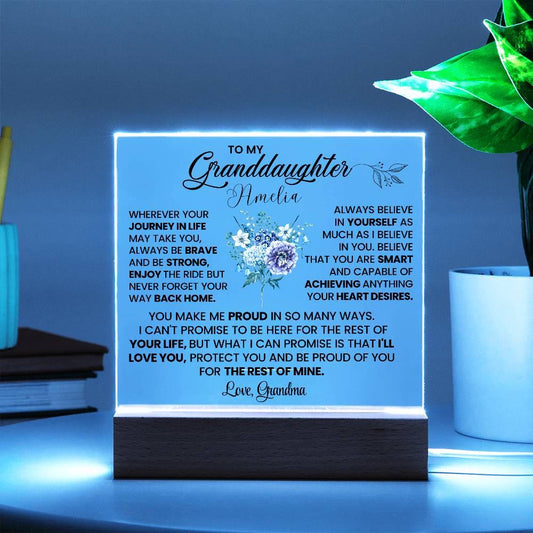 Custom Granddaughter Square Acrylic Plaque – Gift from Grandma – view 2