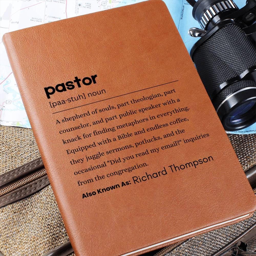 Personalized Pastor Definition Leather Journal – Thank you Gifts – view 10