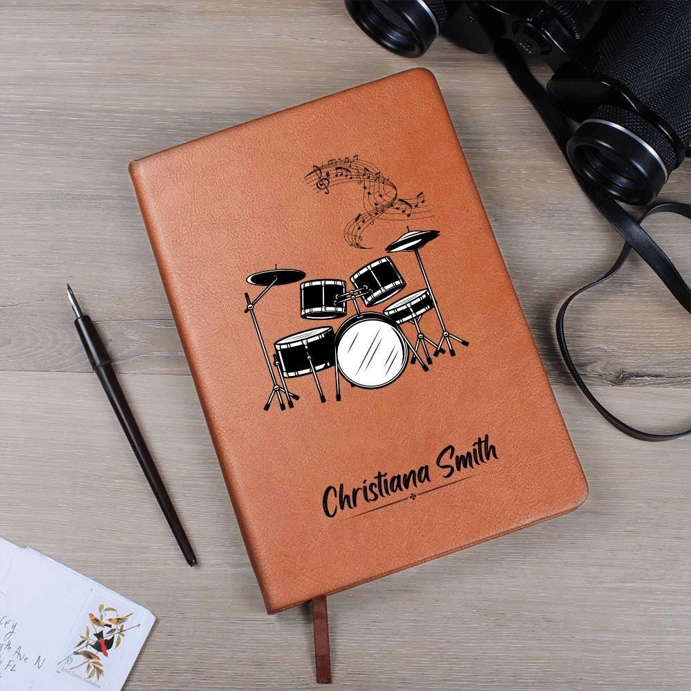 Drum Set Personalized Leather Journal – Gift for Drummer – view 10