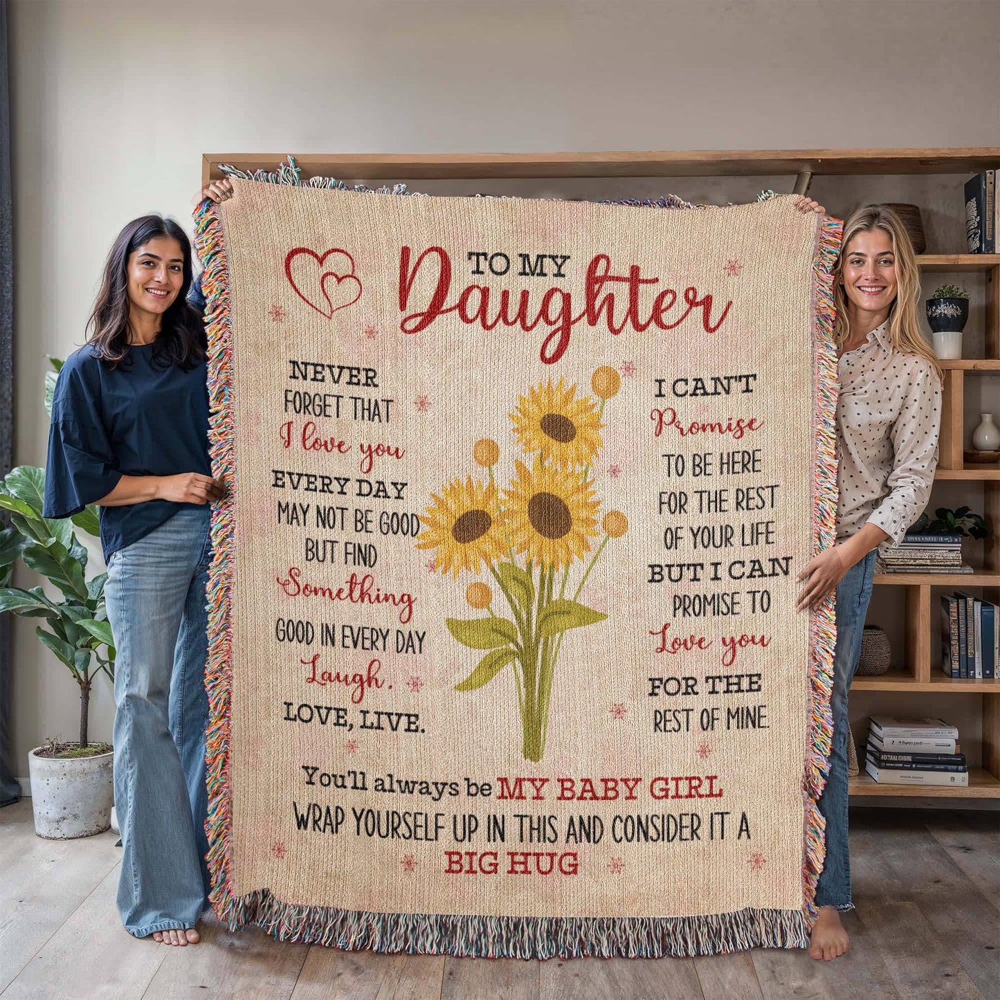 To My Daughter Heirloom Woven Blanket, Daughter Gift from mom, Personalized Daughter Blanket, Dad to Daughter, Mother daughter Birthday Gift