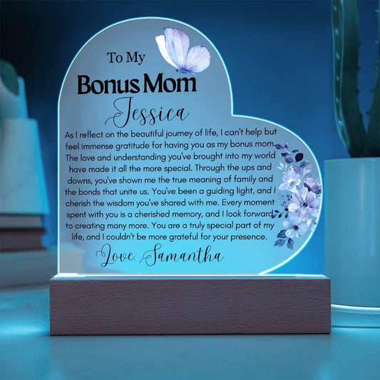 Personalized To My Bonus Mom Heart Acrylic Plaque – view 2