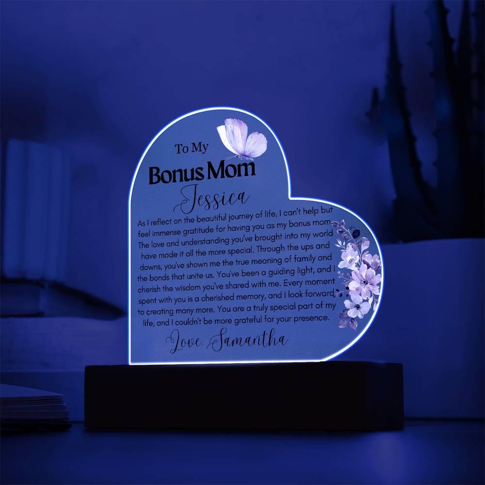 Personalized To My Bonus Mom Heart Acrylic Plaque – view 10