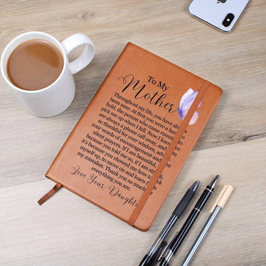 To My Mother Butterfly Personalized Leather Journal – Gift from Son – view 2