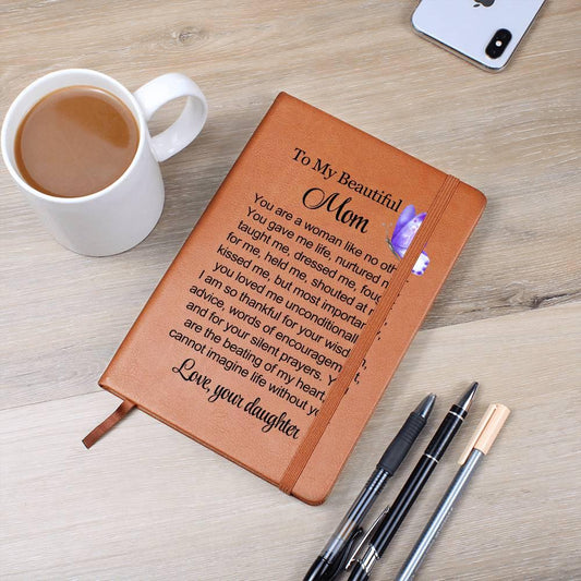 To My Mom Butterfly Personalized Leather Journal – Mother's Day Gifts – view 2
