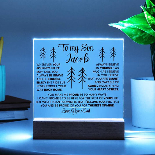 To My Son Personalized LED Acrylic Plaque – Gift from Dad – view 2