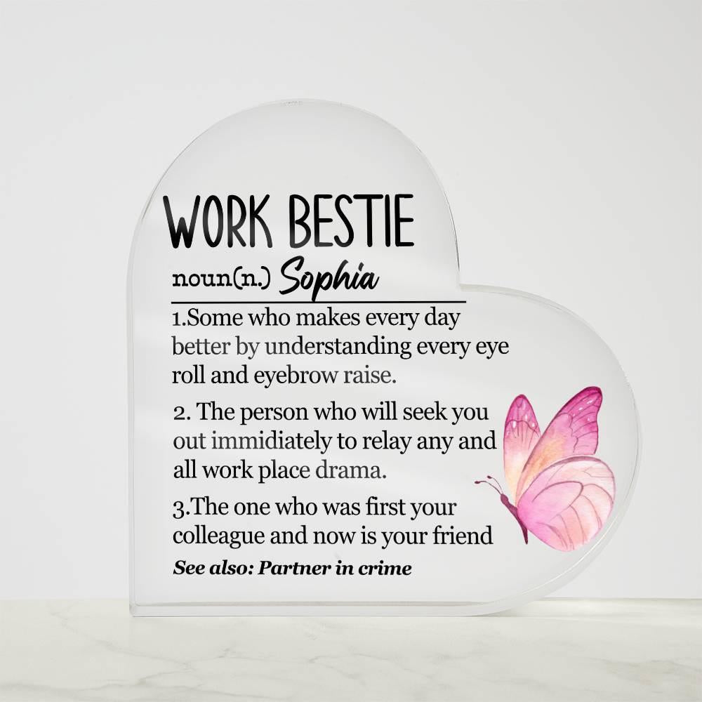 Work bestie Definition Personalized Heart Acrylic Plaque – view 10