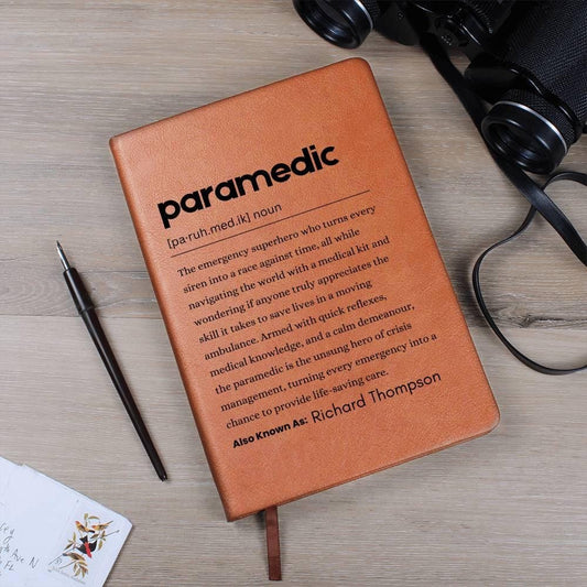 Paramedic Definition Personalized Leather Journal – Ems Gifts – view 2