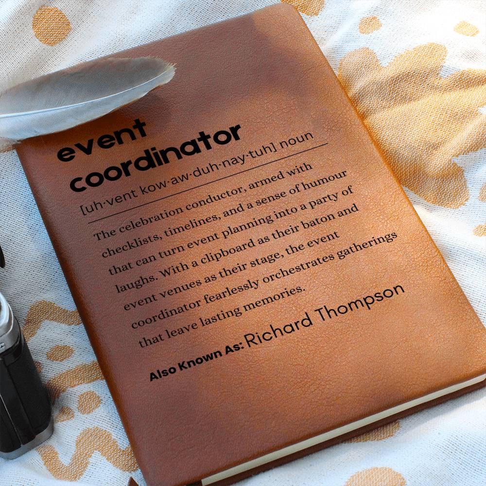 Personalized Event Coordinator Definition Journal, Gift for Event Planner, Wedding Planner Appreciation Notebook, Event Organizer Thank You