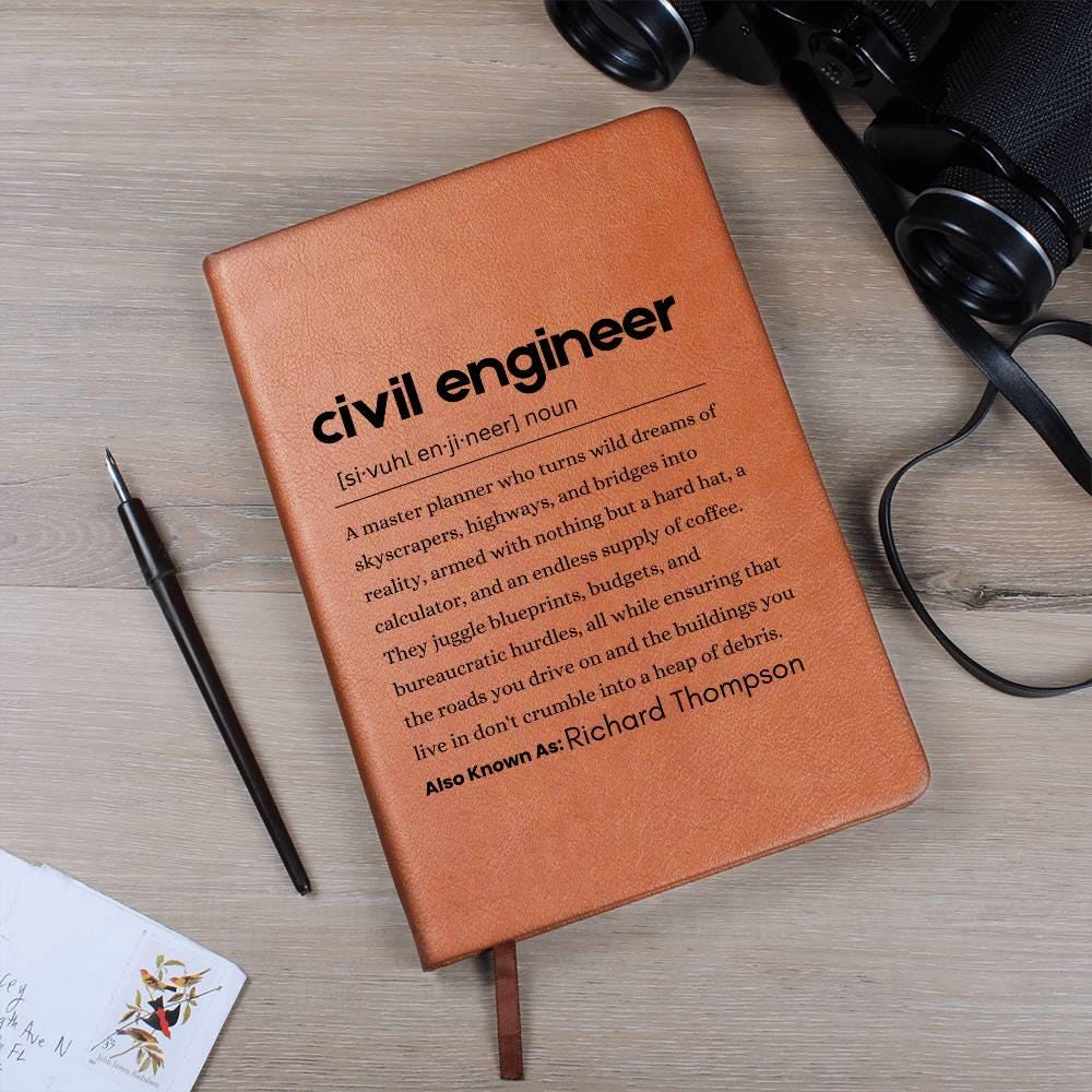 Personalized Civil Engineer Leather Journal – view 10