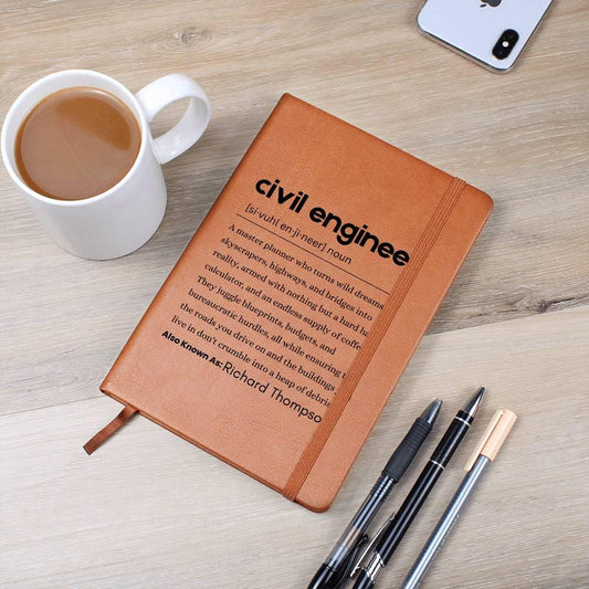 Personalized Civil Engineer Leather Journal – view 2