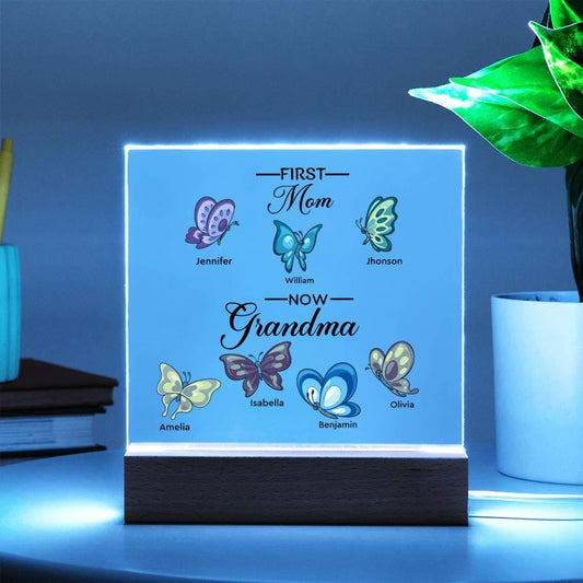 First Mom Now Grandma Personalized Butterfly Acrylic Plaque – view 2