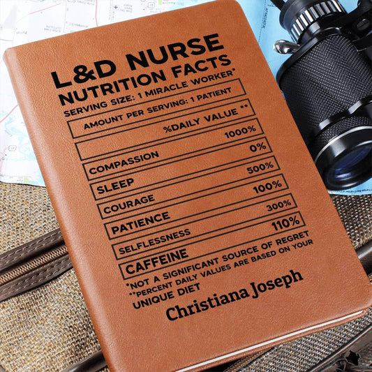 Delivery Nurse Nutrition Facts Personalized Journal – Ld Nurse Gifts – view 2