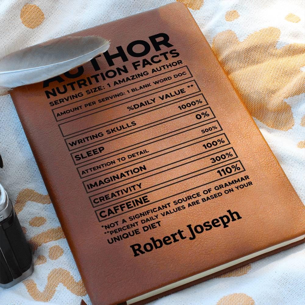Author Nutrition Facts Personalized Leather Journal – Gift for Author – view 10