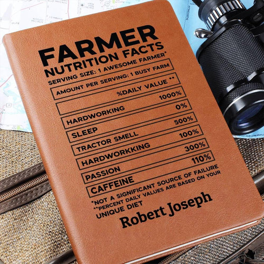 Farmer Nutrition Facts Personalized Leather Journal – Gifts for Farmer – view 2