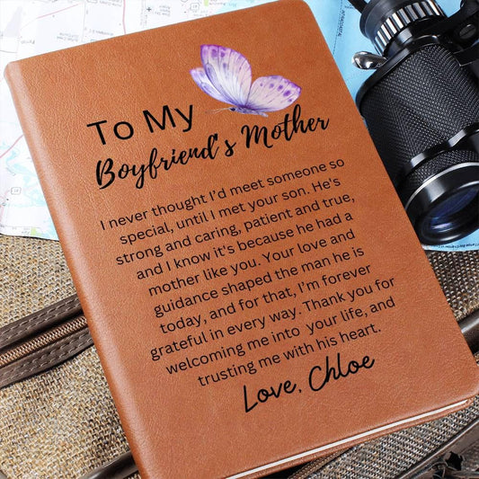 To My Boyfriend Mom Personalized Leather Journal – Birthday – view 2