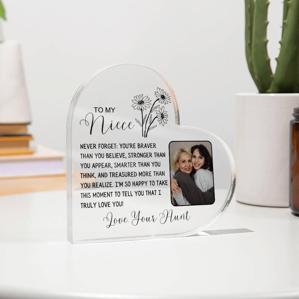 Custom Niece Photo Heart Acrylic Plaque – Niece Gift from Aunt – view 10