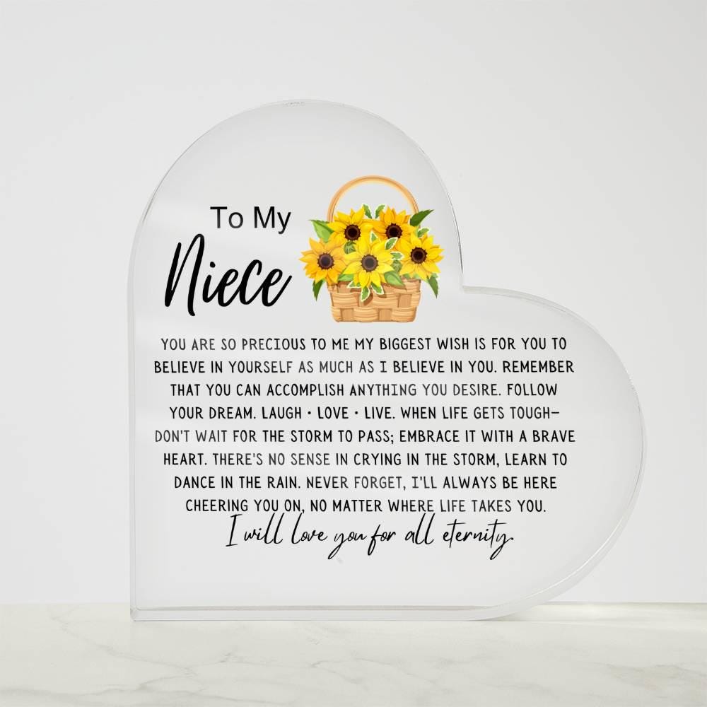 Personalized Niece Sunflower Heart Acrylic Plaque – view 10