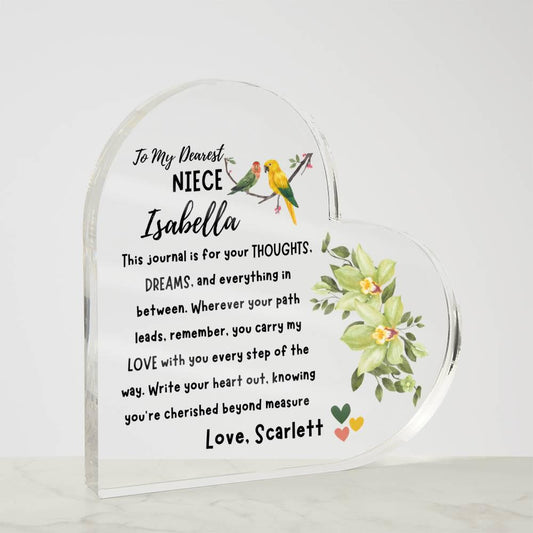 Niece Personalized Heart Acrylic Plaque – Niece Gift from Aunt – view 2