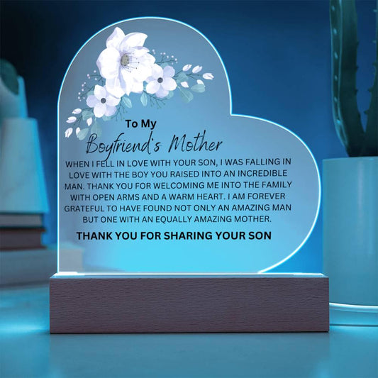 Boyfriends Mother Floral Heart Plaque – Gifts for Boyfriends Mom – view 2